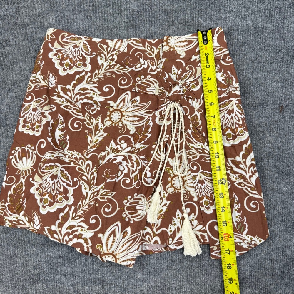 NWT Dokotoo Brown Floral Wrap Skort with Tassel Tie Boho Shorts Beachy Size L - Picture 8 of 8
